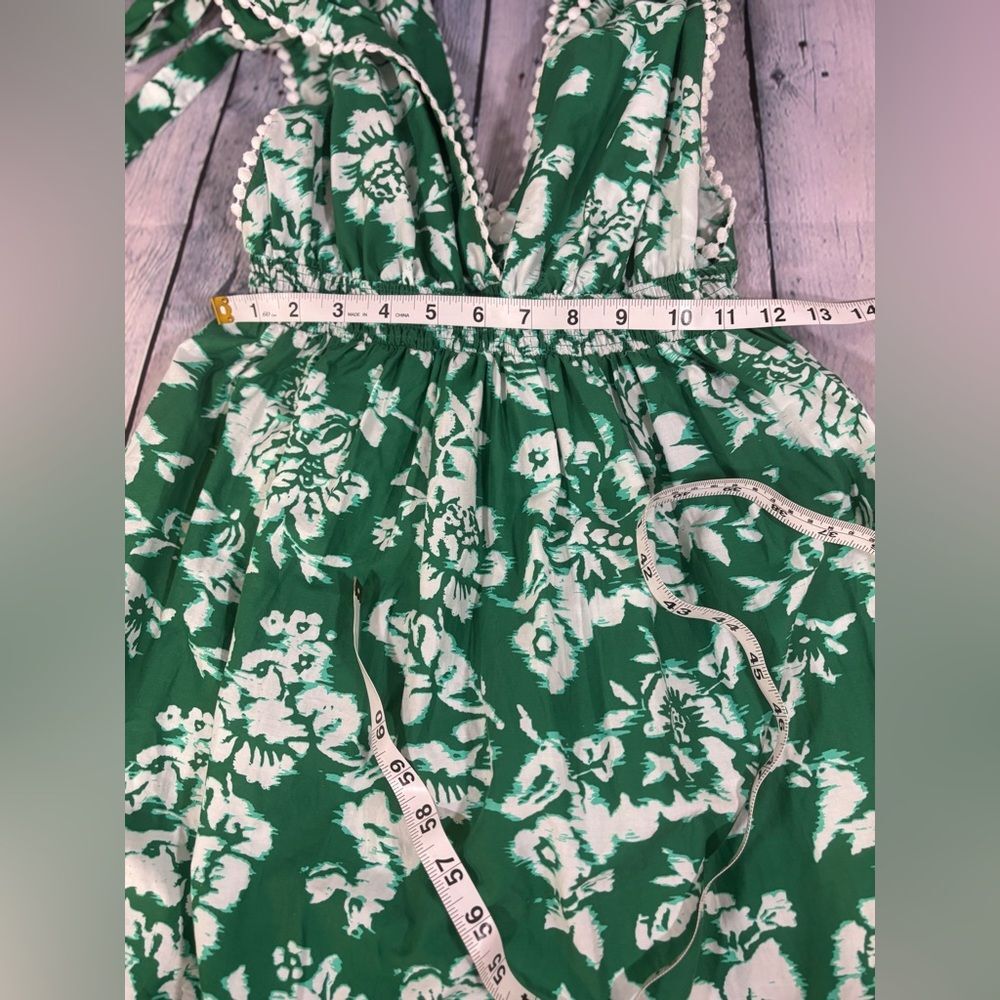 Lulus Sweet Spectacle Green Floral Tie-Strap Boho Wedding Party Maxi Dress S - Picture 10 of 13